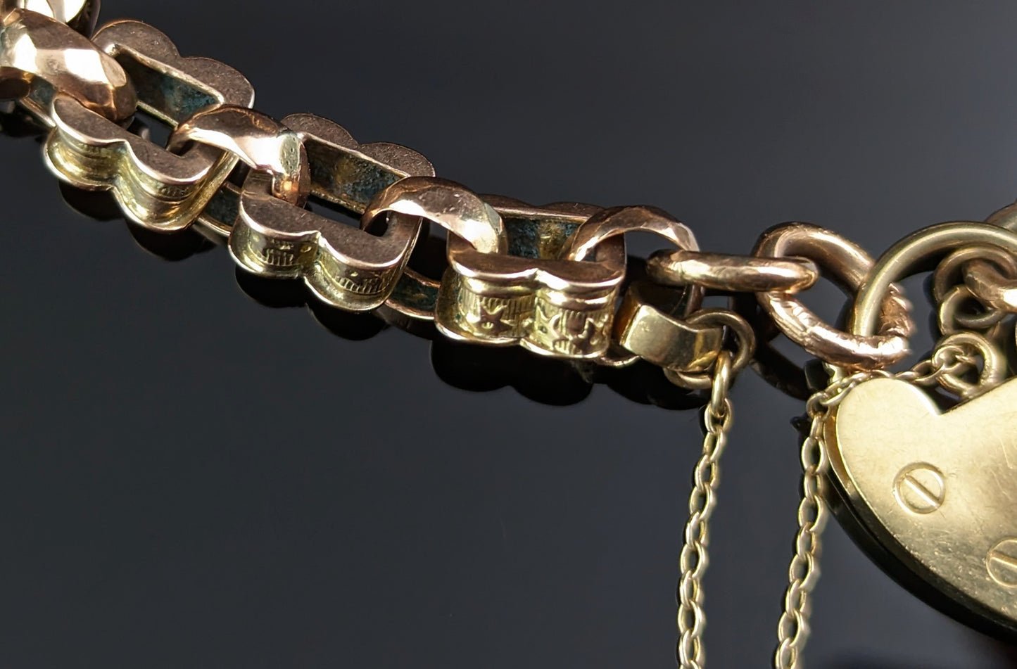 Antique Victorian 9ct gold fancy link Albert chain bracelet