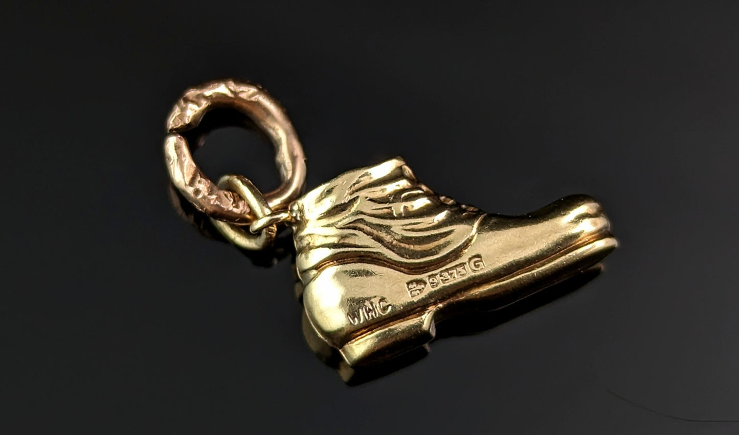 Vintage 9k gold novelty boot charm, pendant
