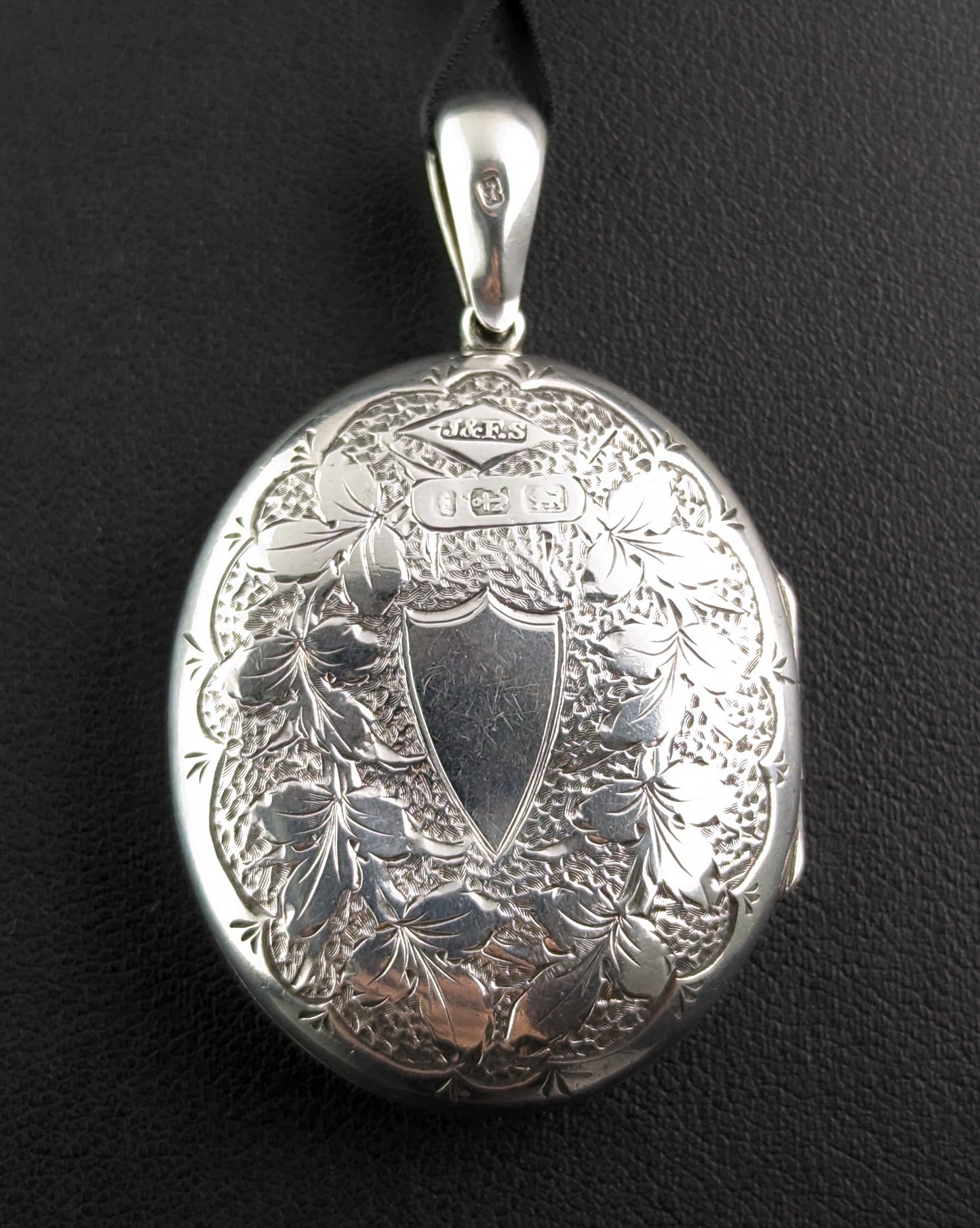 Antique Enamelled silver locket, White Rose, Victorian