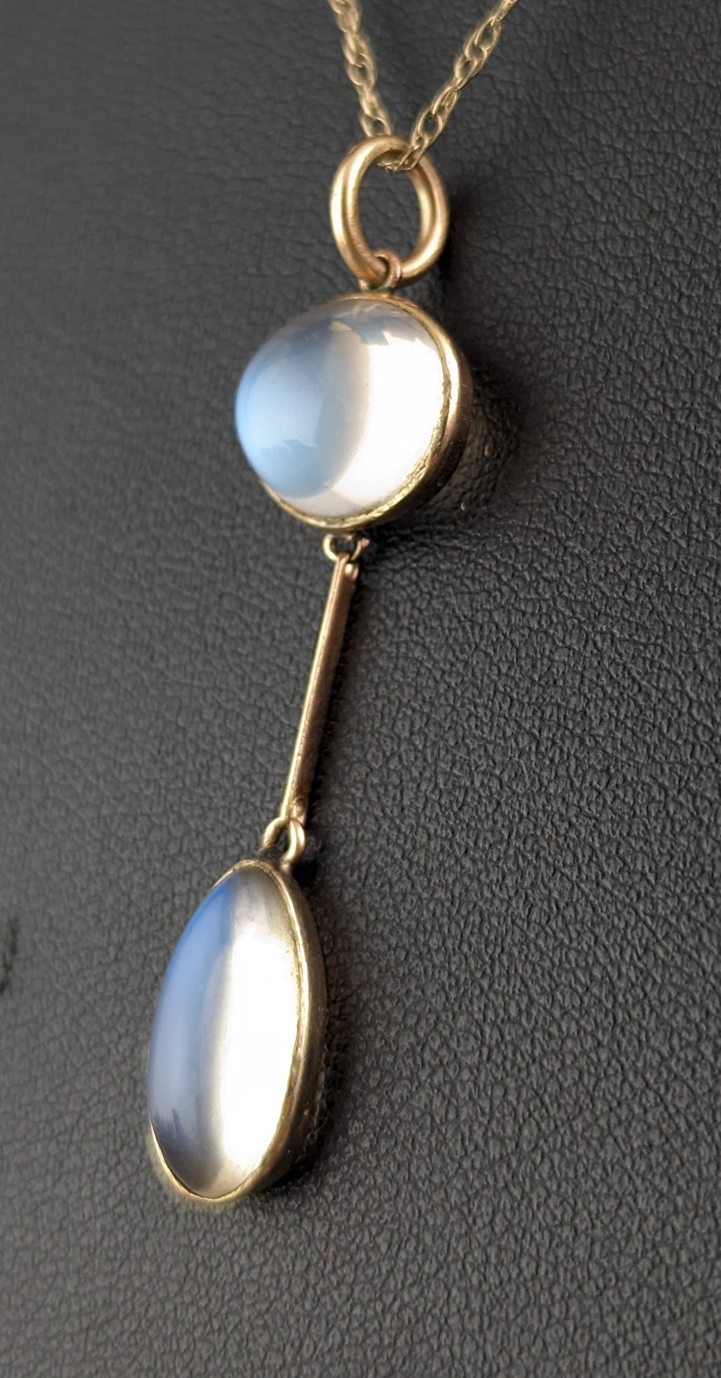Antique Art Deco Moonstone pendant necklace, 9ct gold