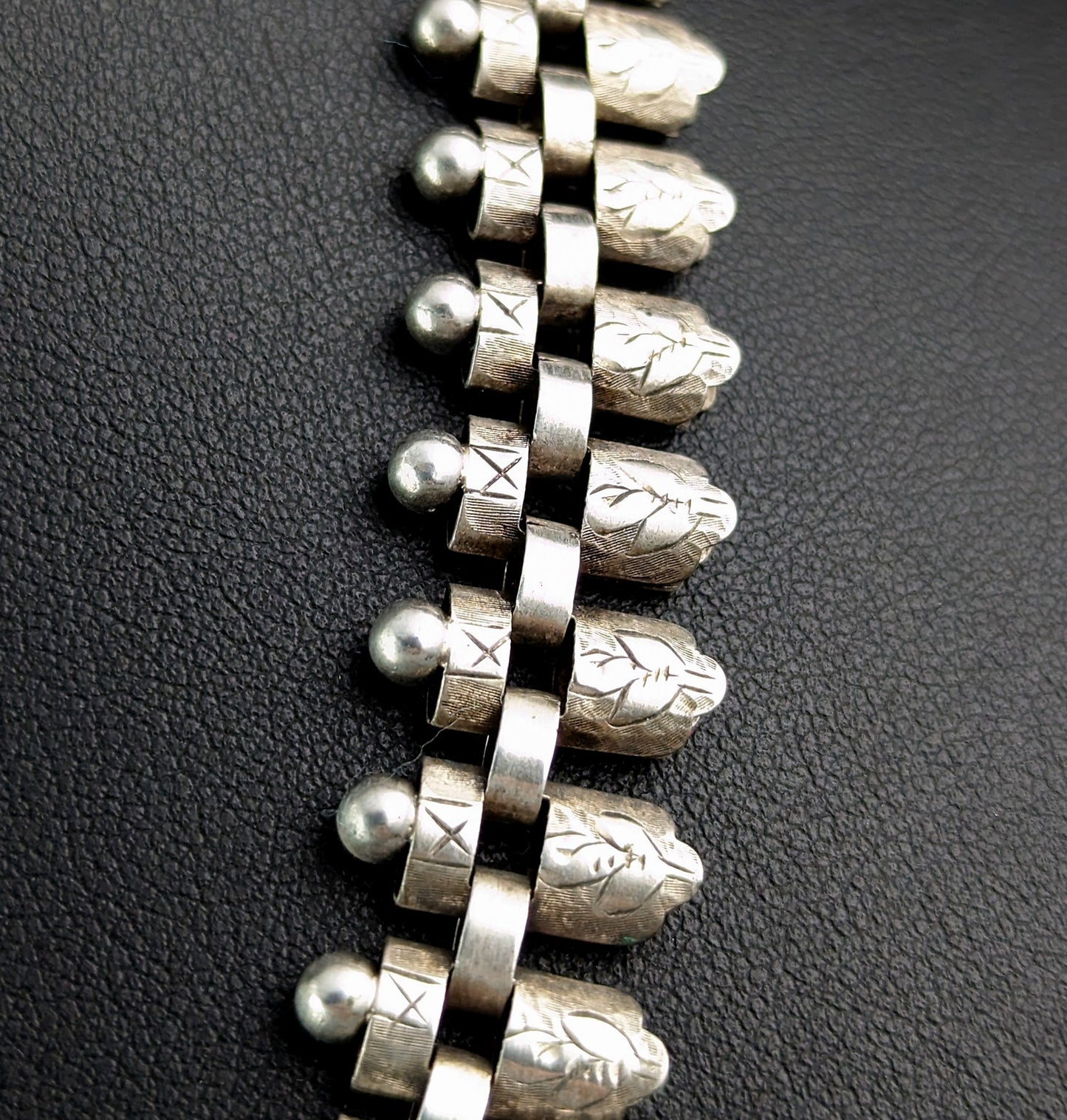 Antique Victorian sterling silver book chain necklace, Aesthetic