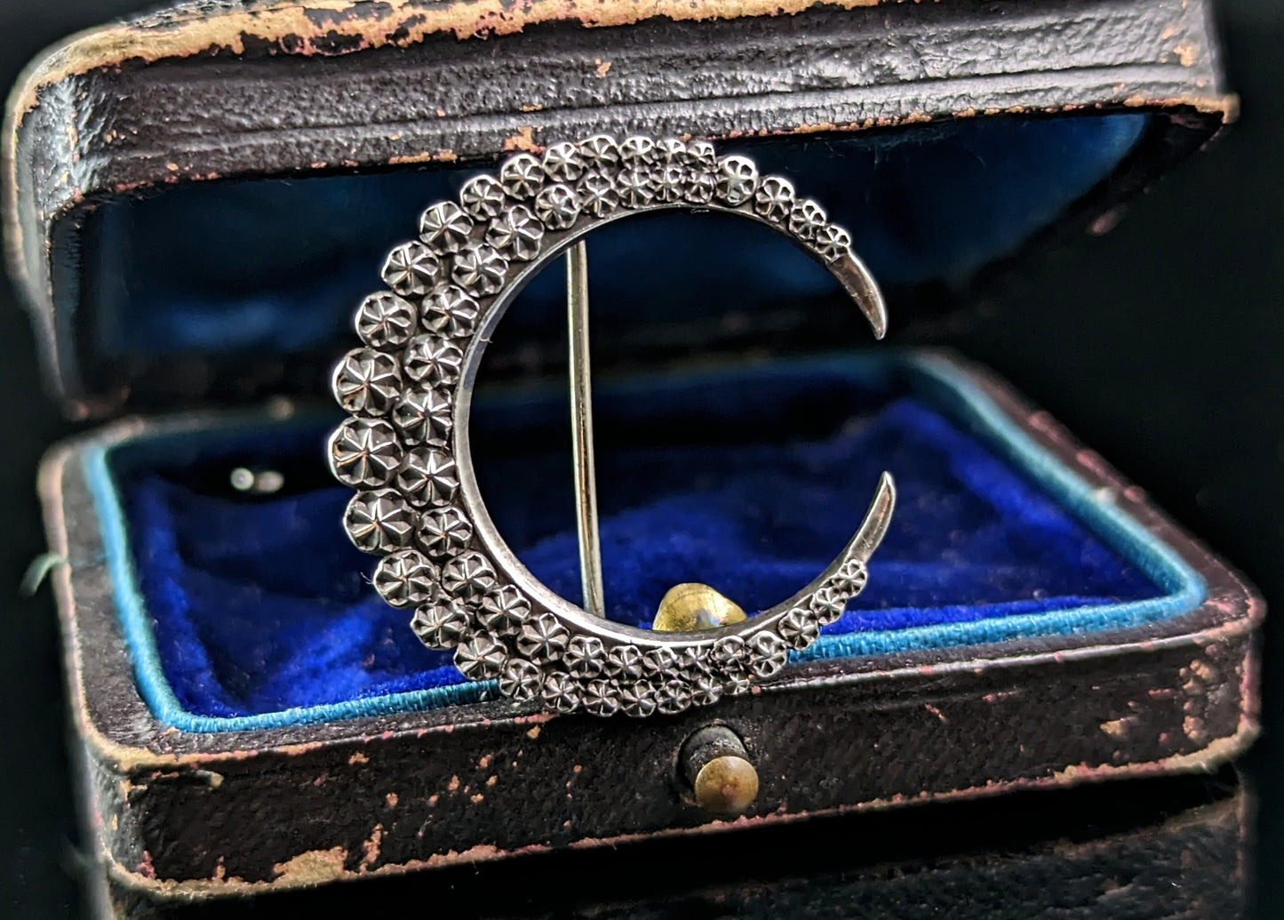 Antique sterling silver crescent brooch, Charles Horner