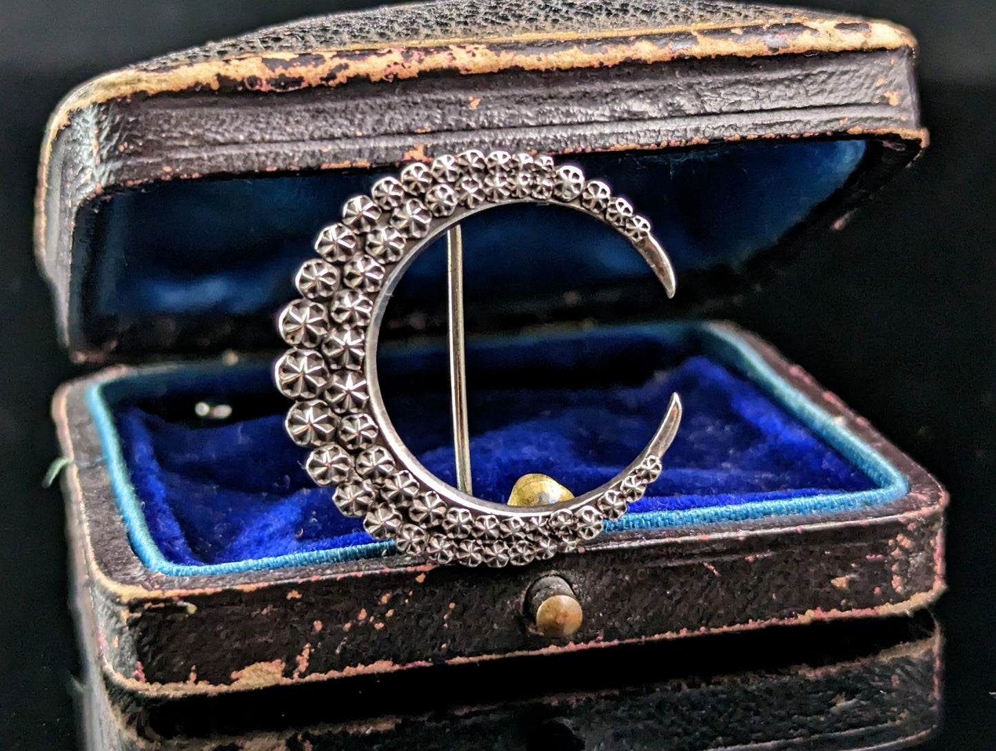 Antique sterling silver crescent brooch, Charles Horner
