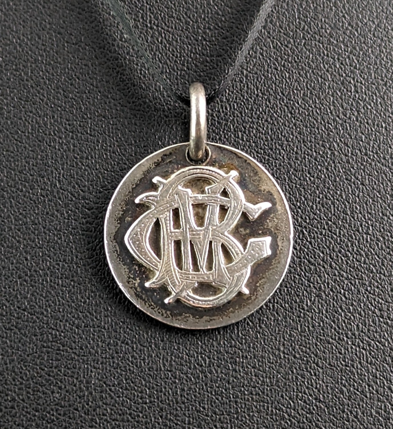 Antique Victorian sterling silver monogram pendant