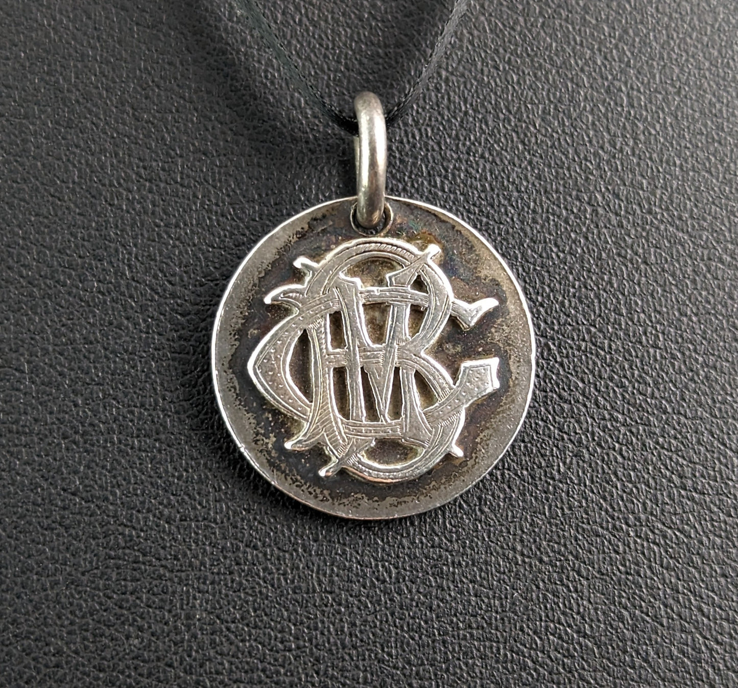Antique Victorian sterling silver monogram pendant