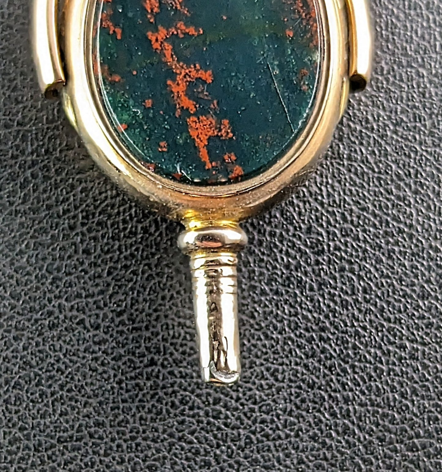 Antique 10ct gold Watch key swivel fob pendant, Bloodstone and Carnelian