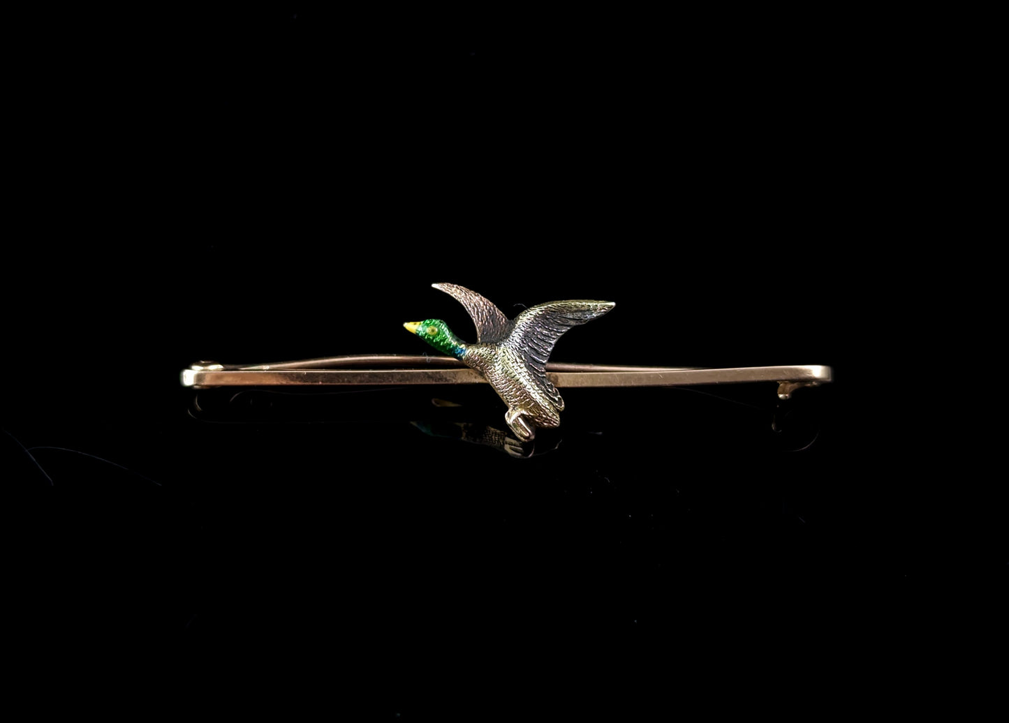 Antique Duck brooch, 15ct gold and Platinum, enamel