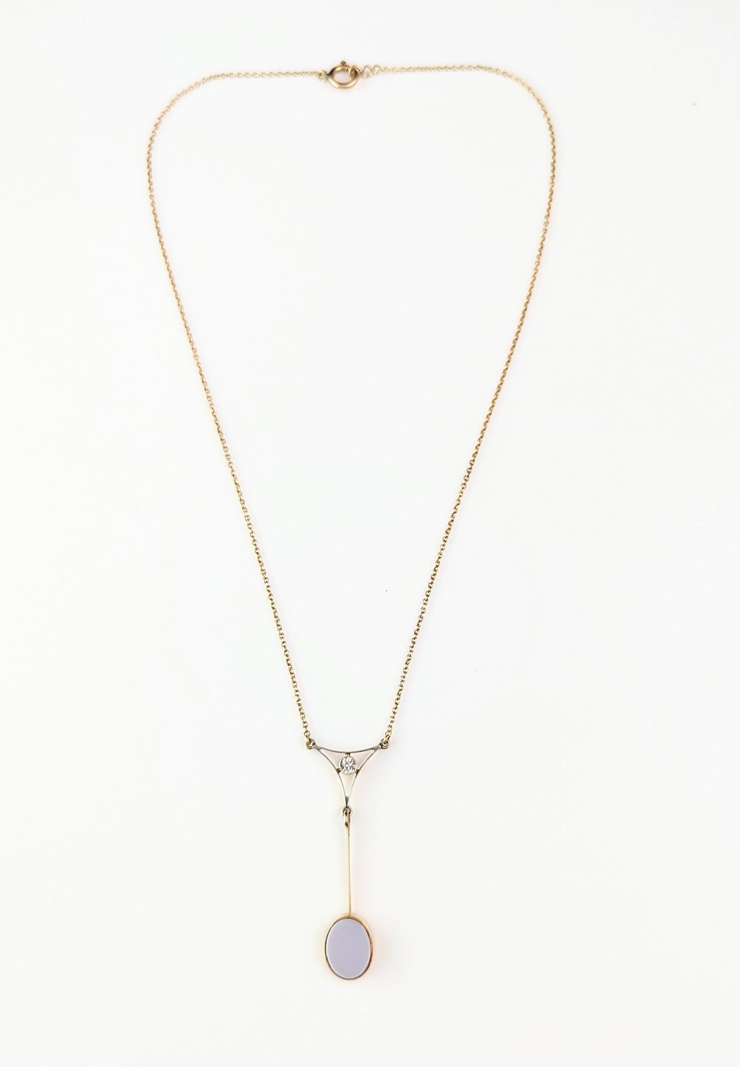 Antique Art Deco drop pendant necklace, Diamond and Sardonyx, 9ct gold