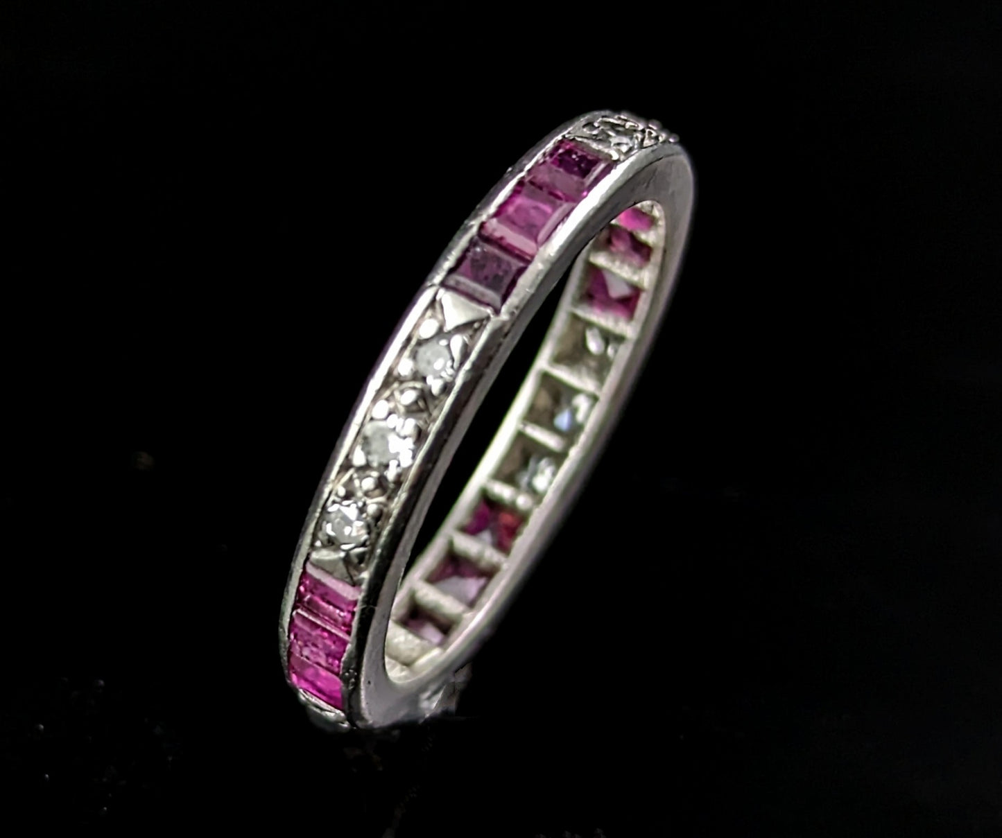 Art Deco Ruby and Diamond eternity ring, Platinum