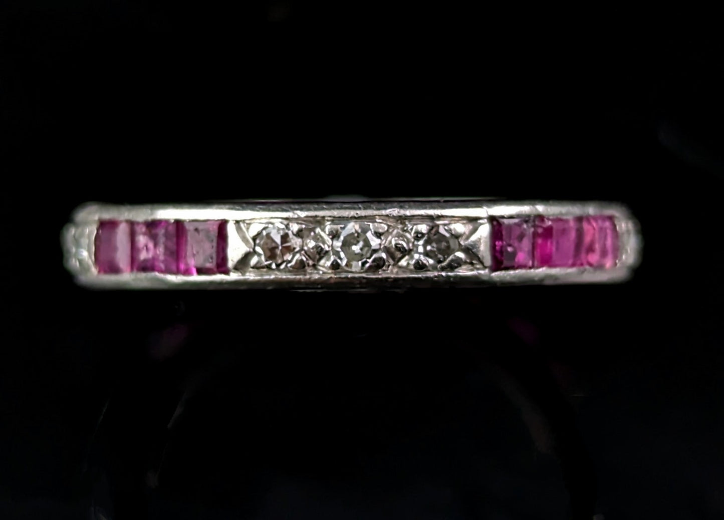 Art Deco Ruby and Diamond eternity ring, Platinum
