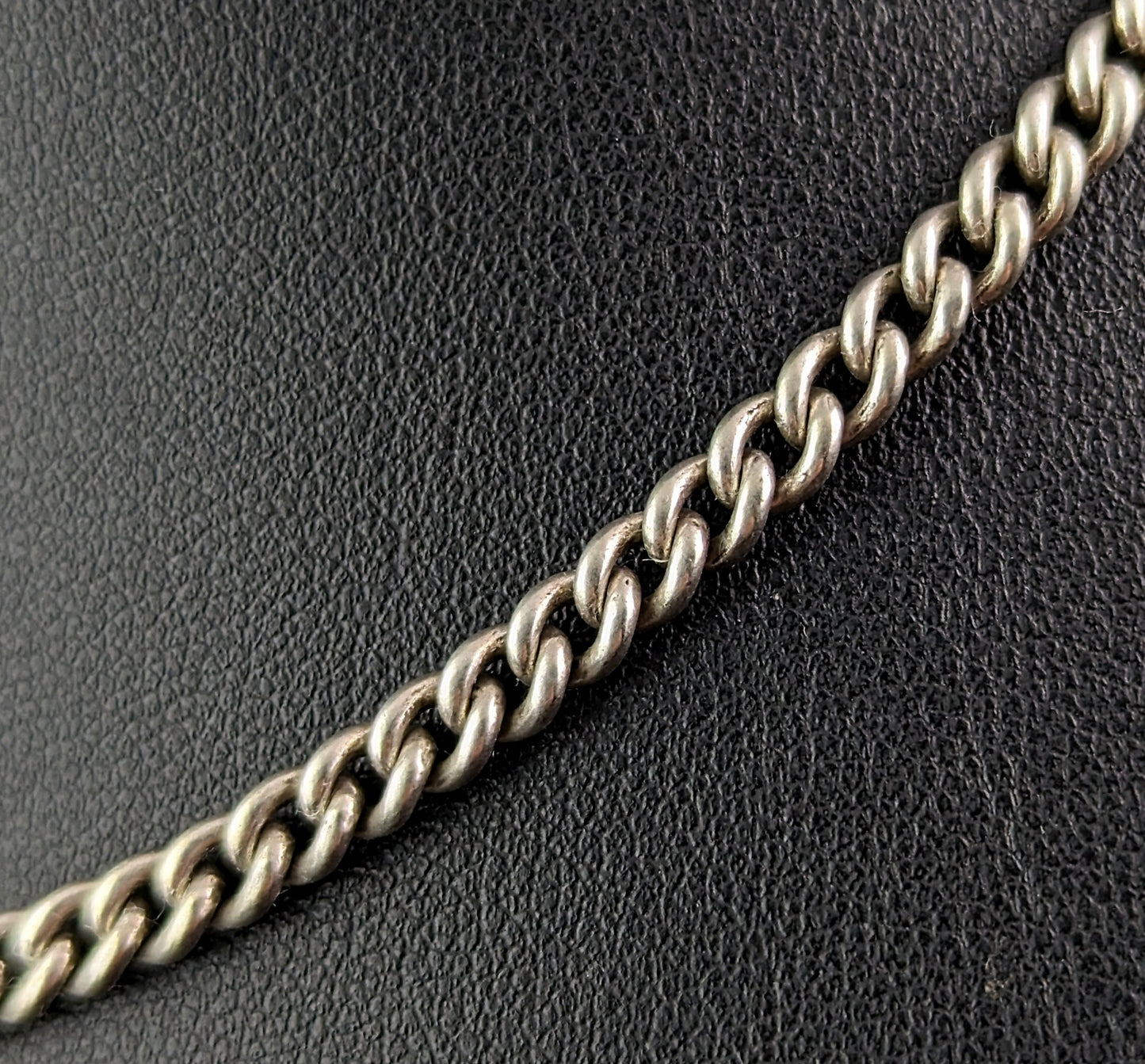 Antique Victorian sterling silver Albertina chain, Watch chain
