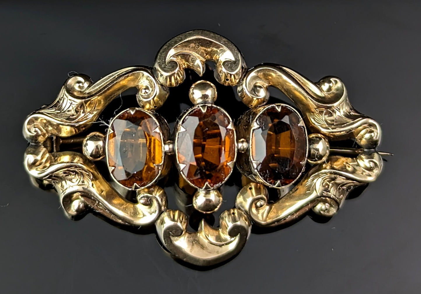 Antique Citrine pendant brooch, 9ct gold, Victorian