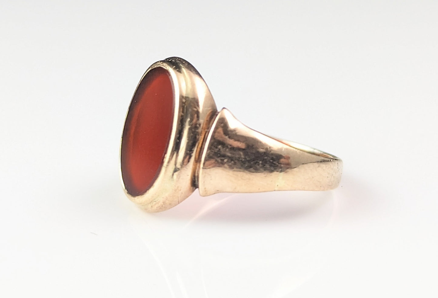 Antique Art Deco Carnelian Signet ring, 9ct gold, Pinky ring