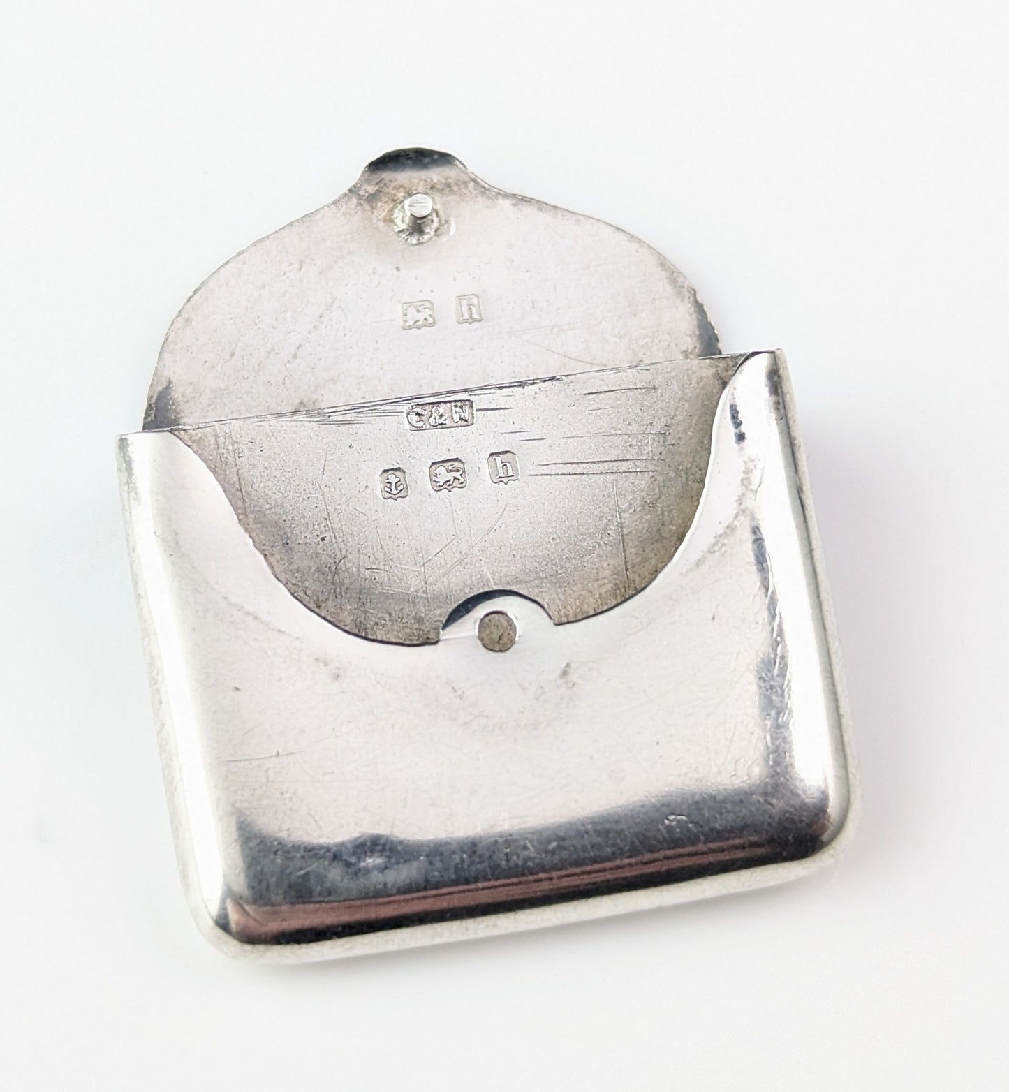 Antique Sterling silver stamp case pendant, Envelope, Edwardian