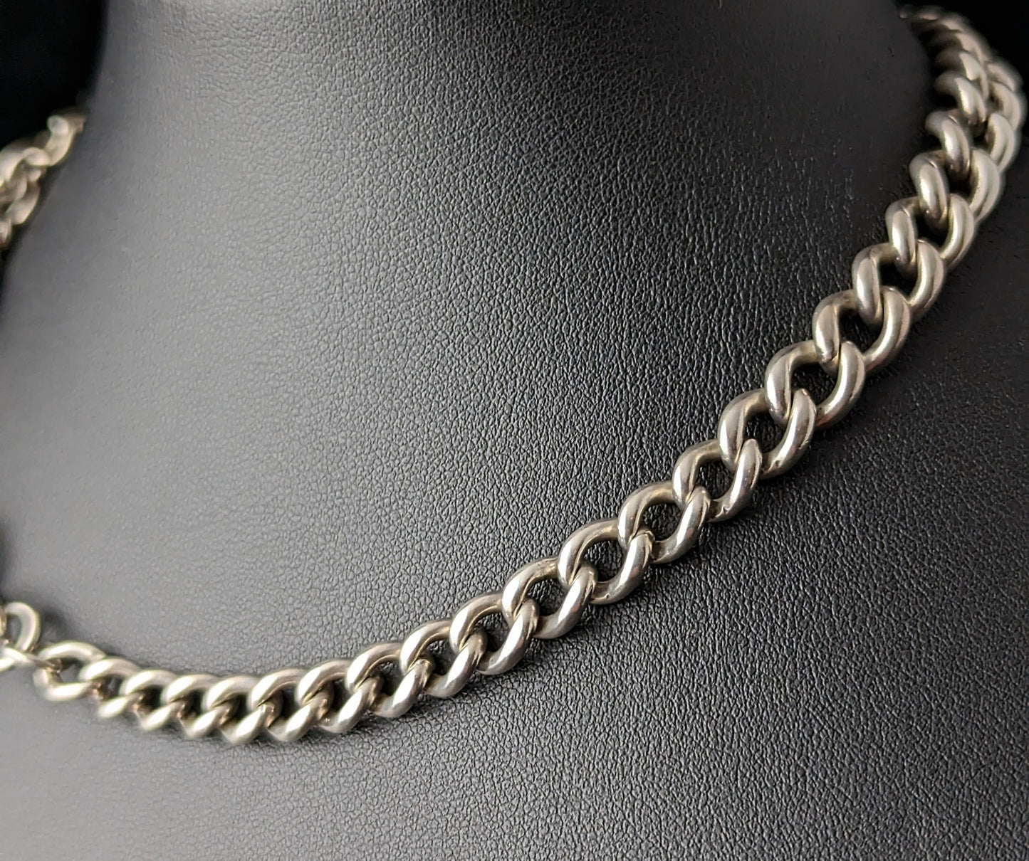 Antique sterling silver Albert chain, tassel, watch chain fob