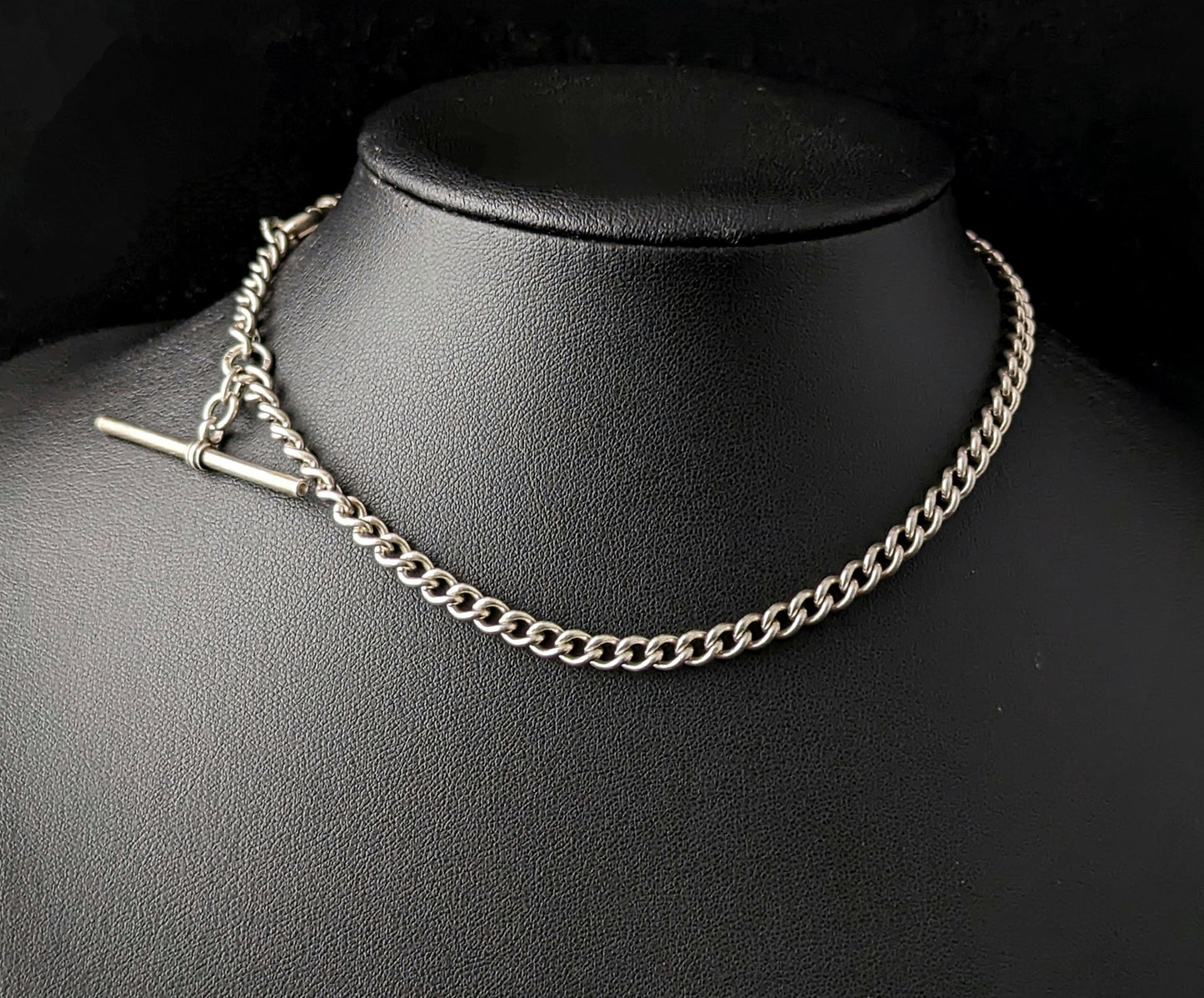 Vintage sterling silver Albert chain, watch chain
