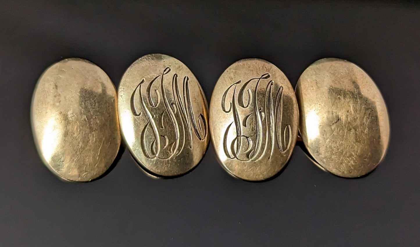 Antique Victorian 9ct gold cufflinks, Monogrammed