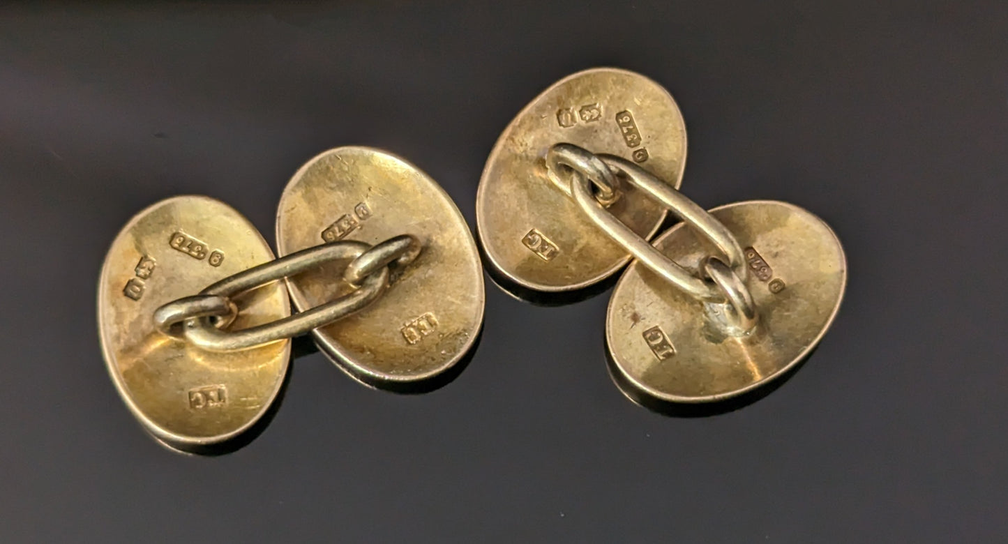 Antique Victorian 9ct gold cufflinks, Monogrammed