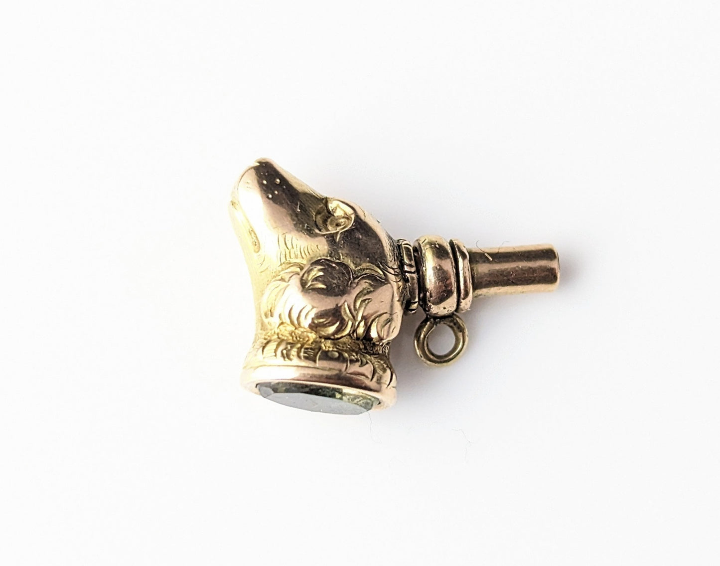 Antique 9ct gold Dog watch key fob, Citrine, Victorian