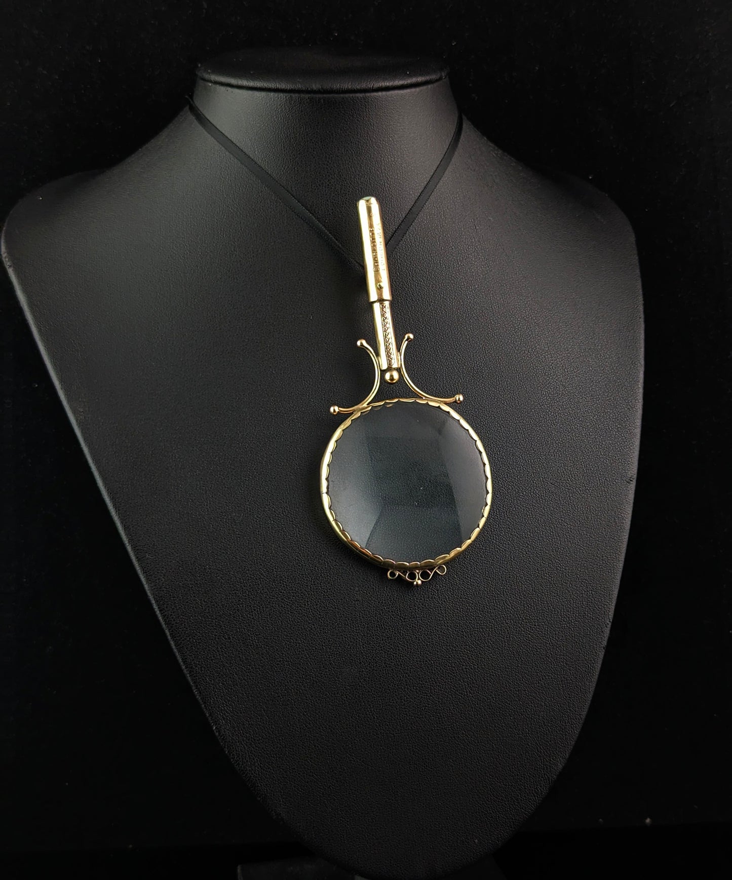 Antique 9ct gold and Opal magnifying glass pendant, Victorian