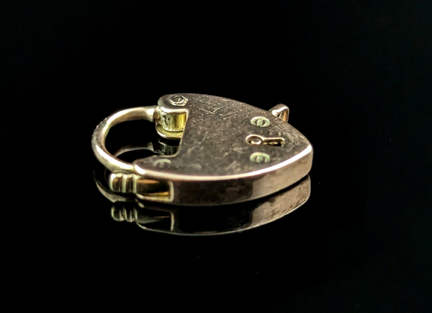 Antique 9ct rose gold heart padlock clasp, Edwardian