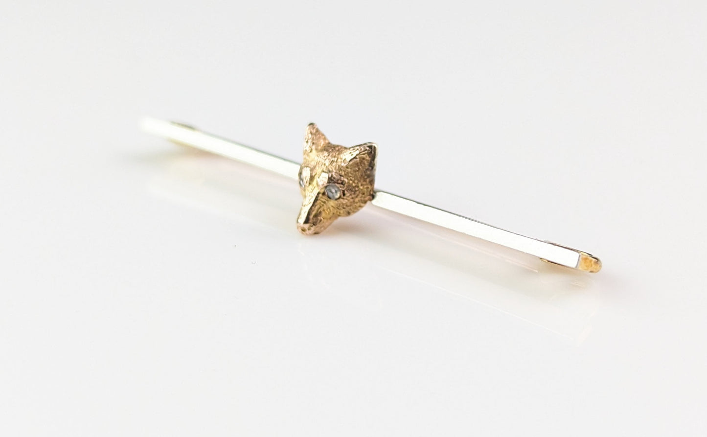 Antique Diamond fox brooch, 15ct gold and platinum