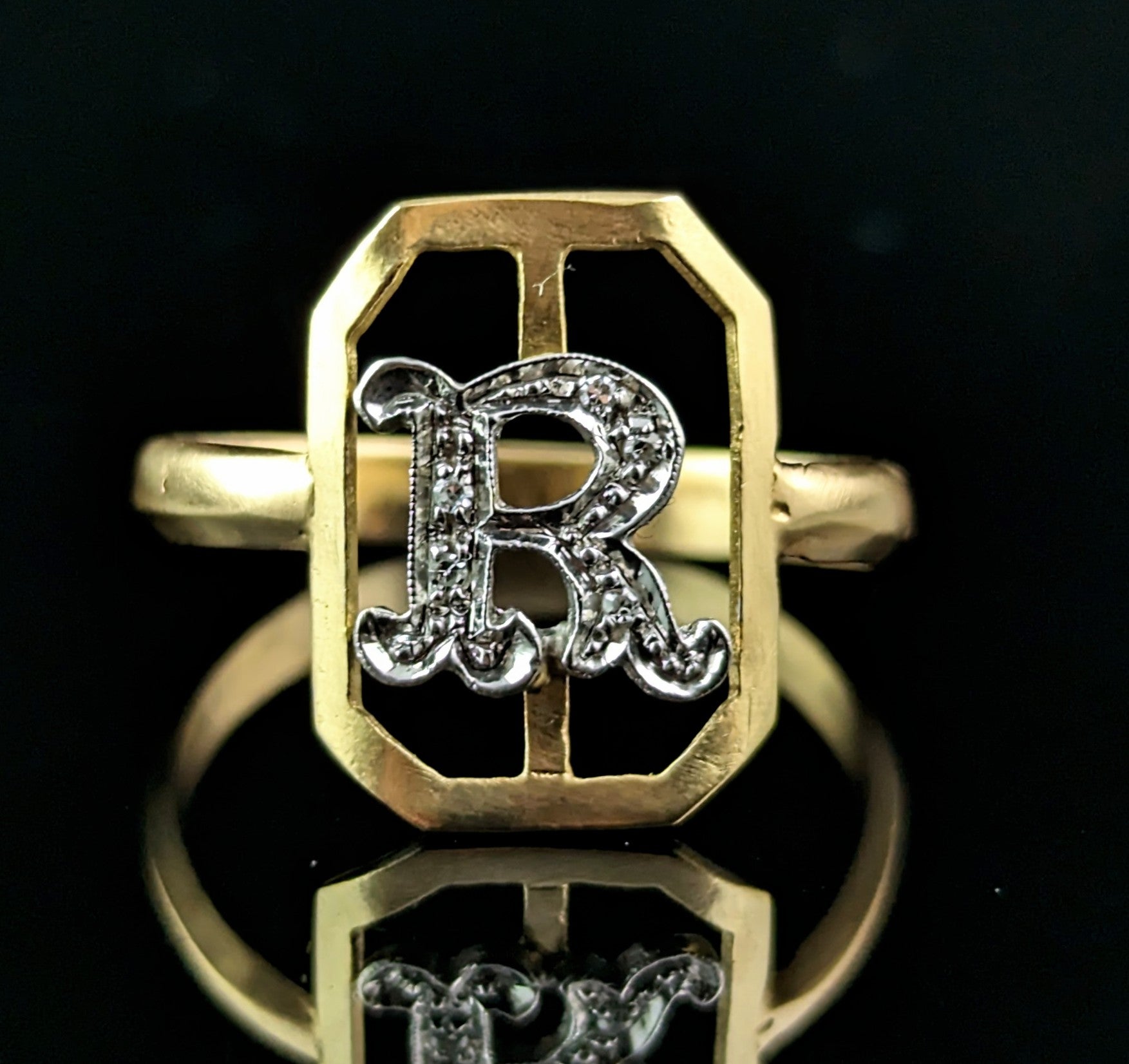 Vintage 18ct gold and Diamond letter R ring, Conversion – StolenAttic