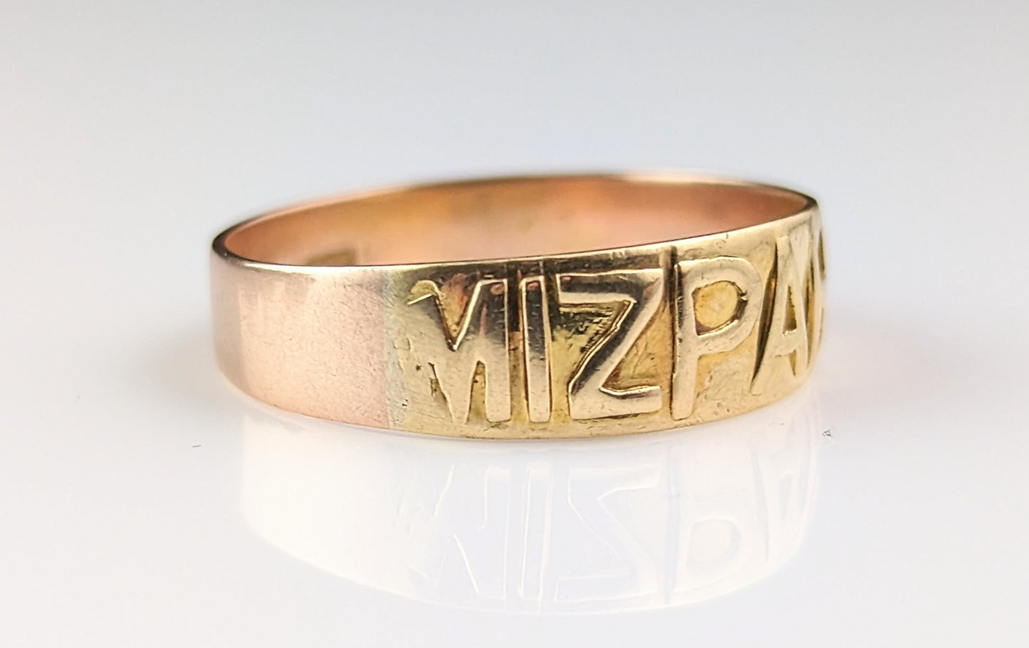 Antique 9ct gold Mizpah band ring, Victorian