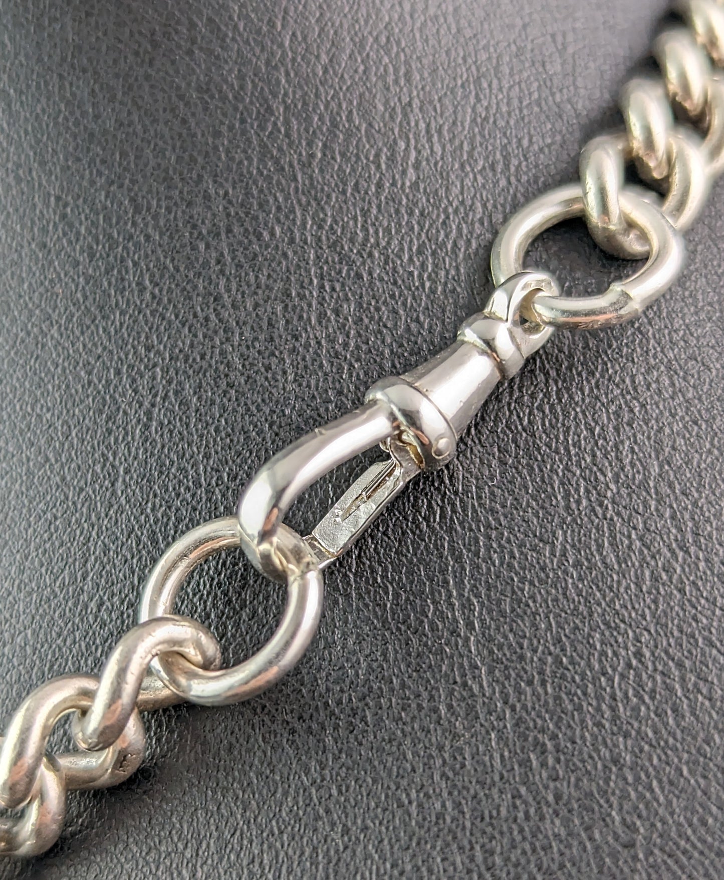 Antique Sterling silver Albert chain, Edwardian