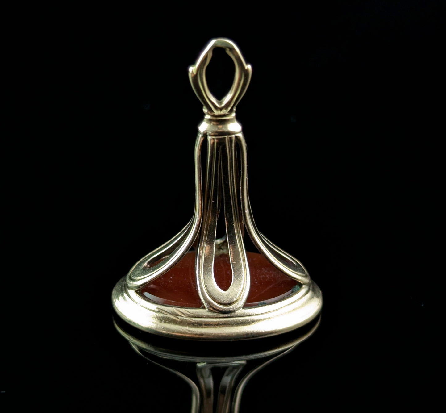 Antique Georgian seal fob pendant, Depeche Vous, 9ct gold and Carnelian