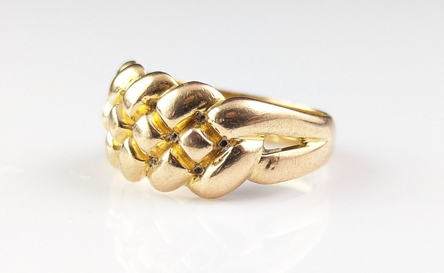 Antique 18ct gold Keeper ring, knot ring, Edwardian