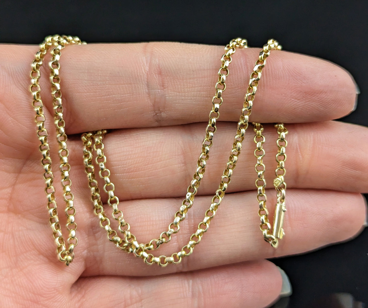 Antique 9ct yellow gold Belcher link chain necklace