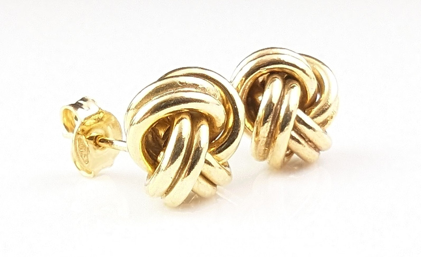 Vintage 9ct yellow gold knot earrings, studs