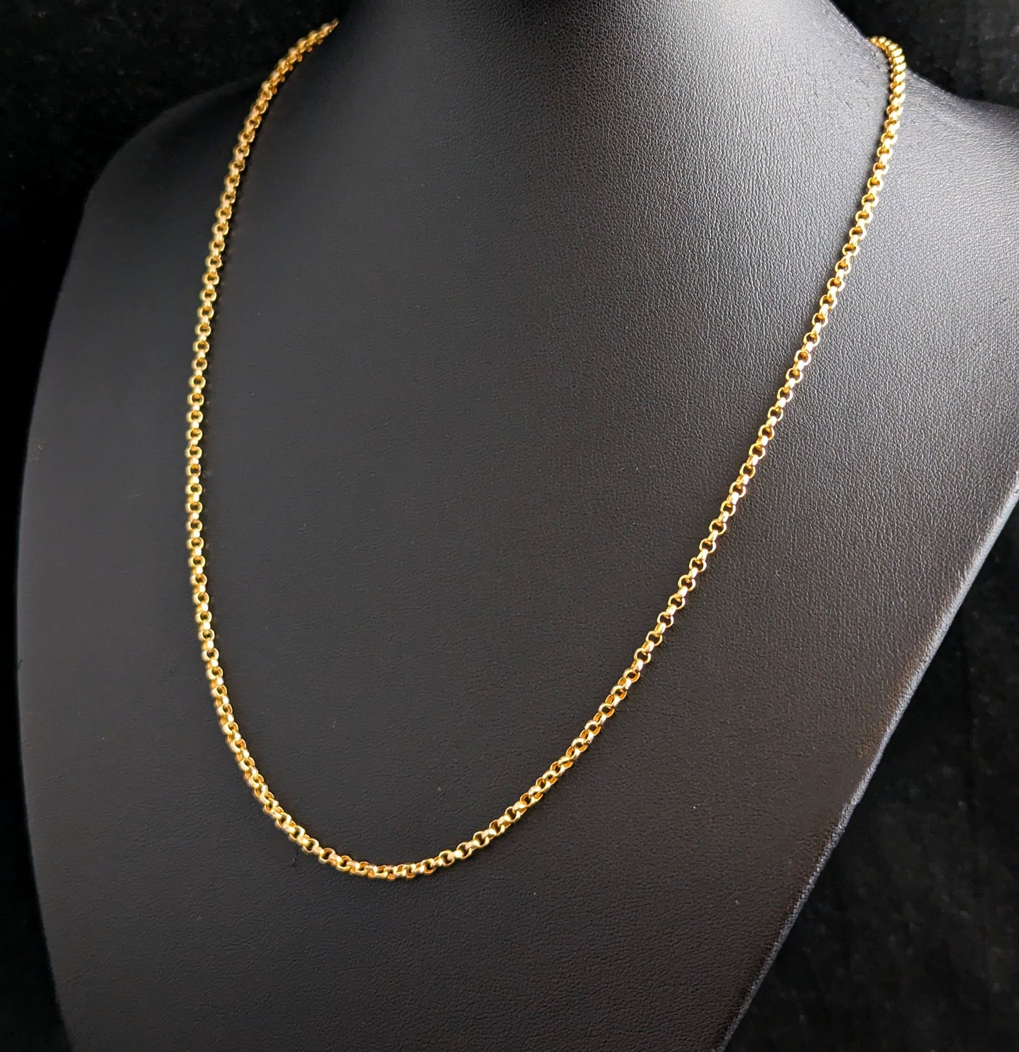 Antique 9ct yellow gold Belcher link chain necklace