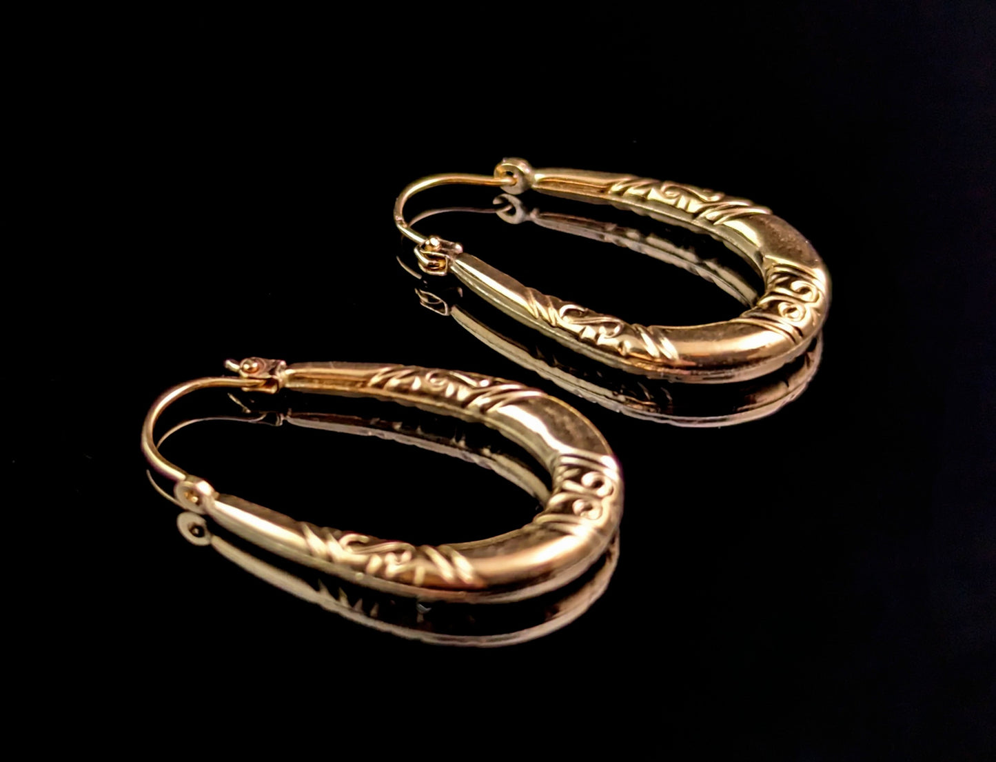 Vintage 9ct yellow gold creole hoop earrings