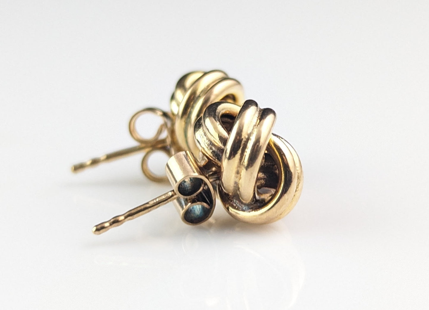 Vintage 9ct yellow gold lovers knot earrings, studs