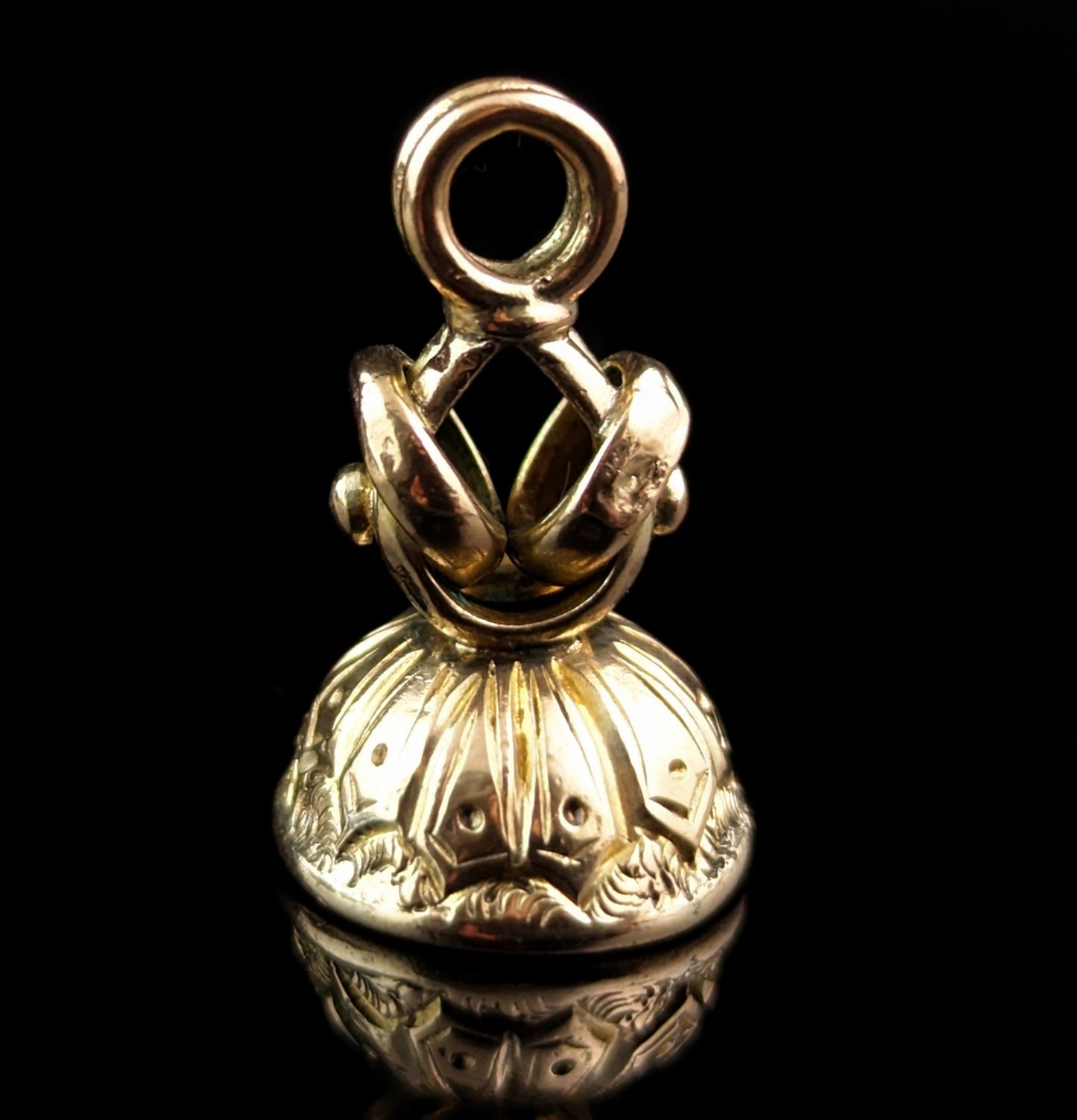 Antique Bloodstone seal fob pendant, 9ct gold cased, Victorian