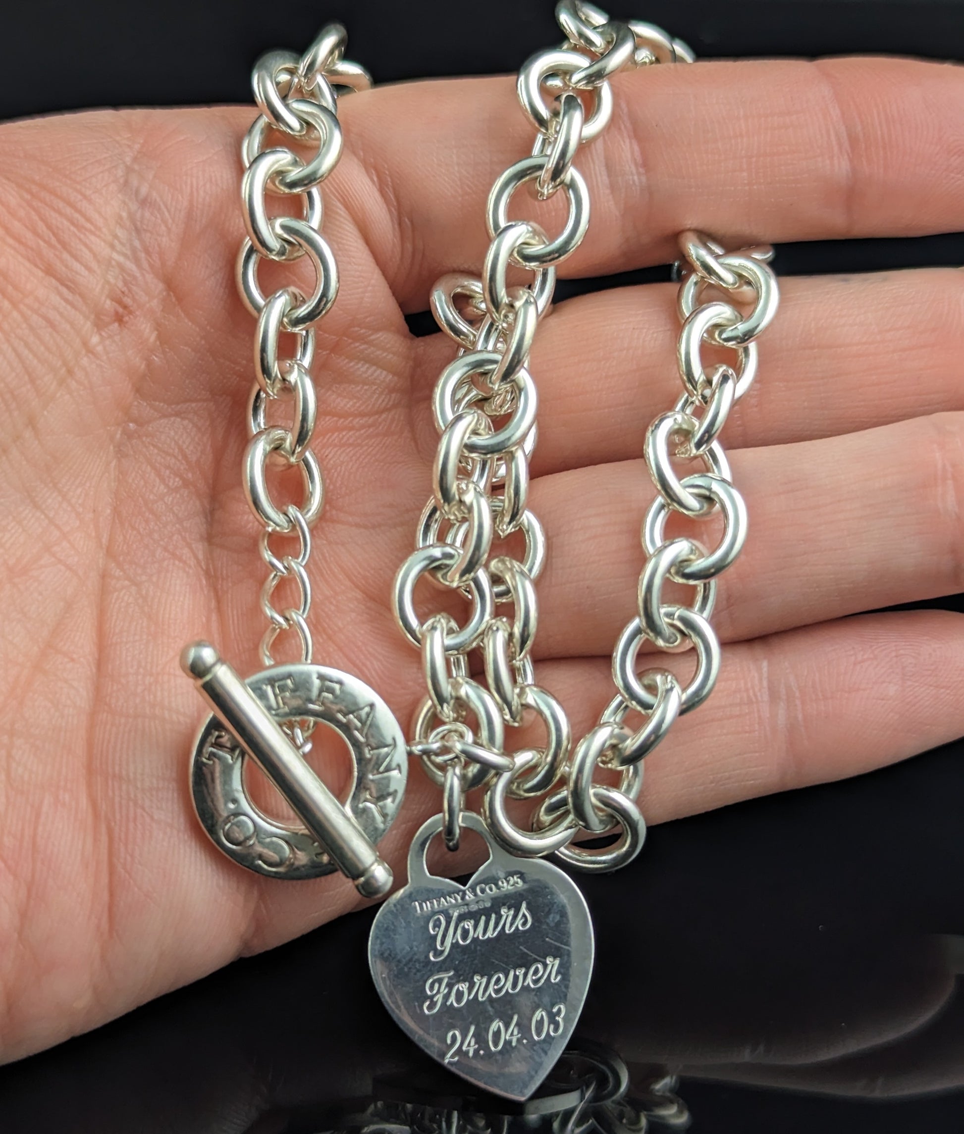 Tiffany Heart Choker Necklace Vintage Sterling Silver Return To