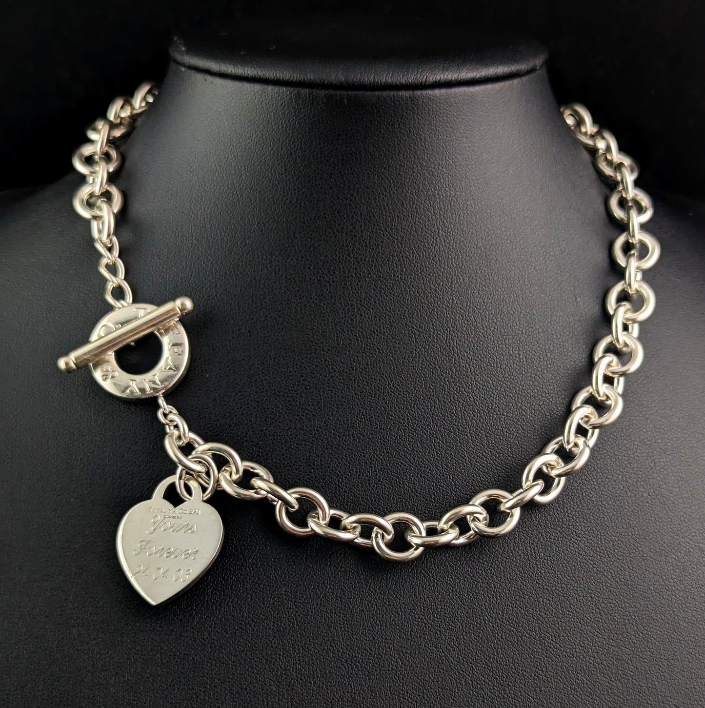 Vintage Sterling silver Return to Tiffany Heart tag toggle necklace, Choker