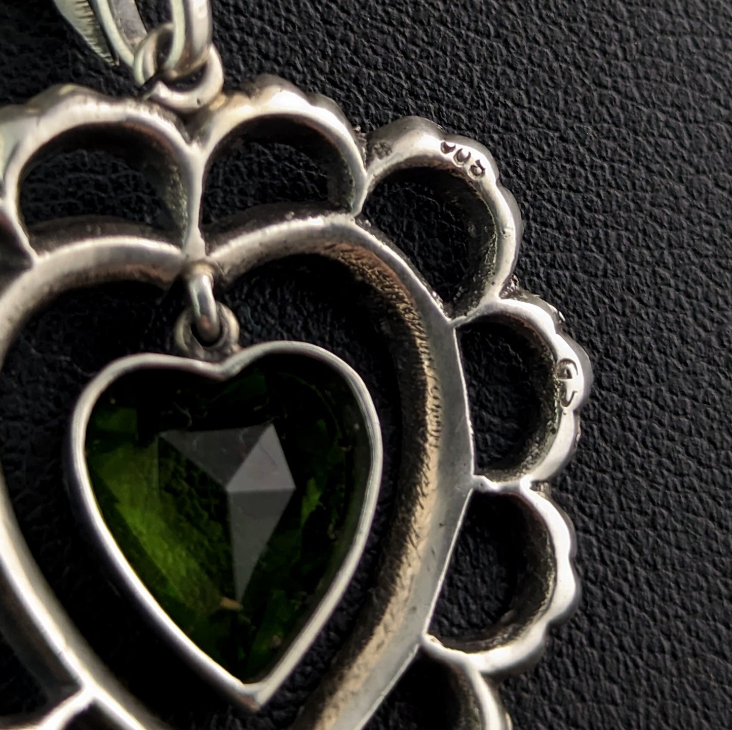 Antique Paste heart dropper pendant, 800 silver