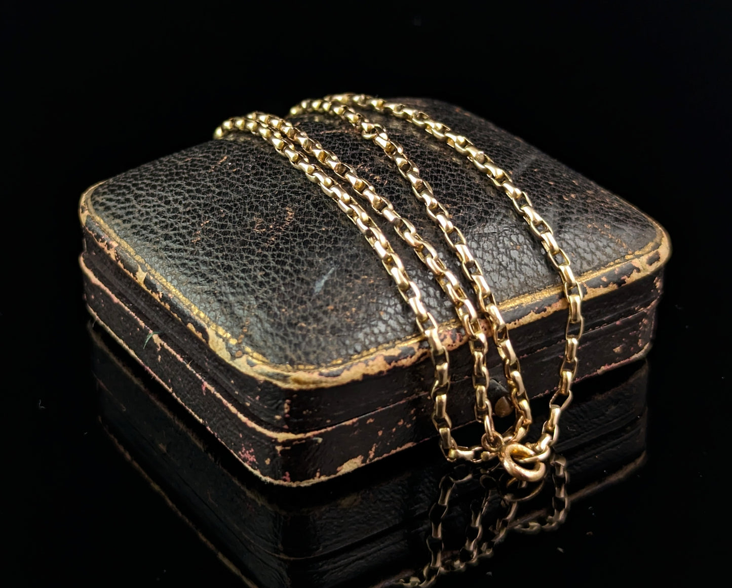 Antique 9ct gold belcher link chain necklace
