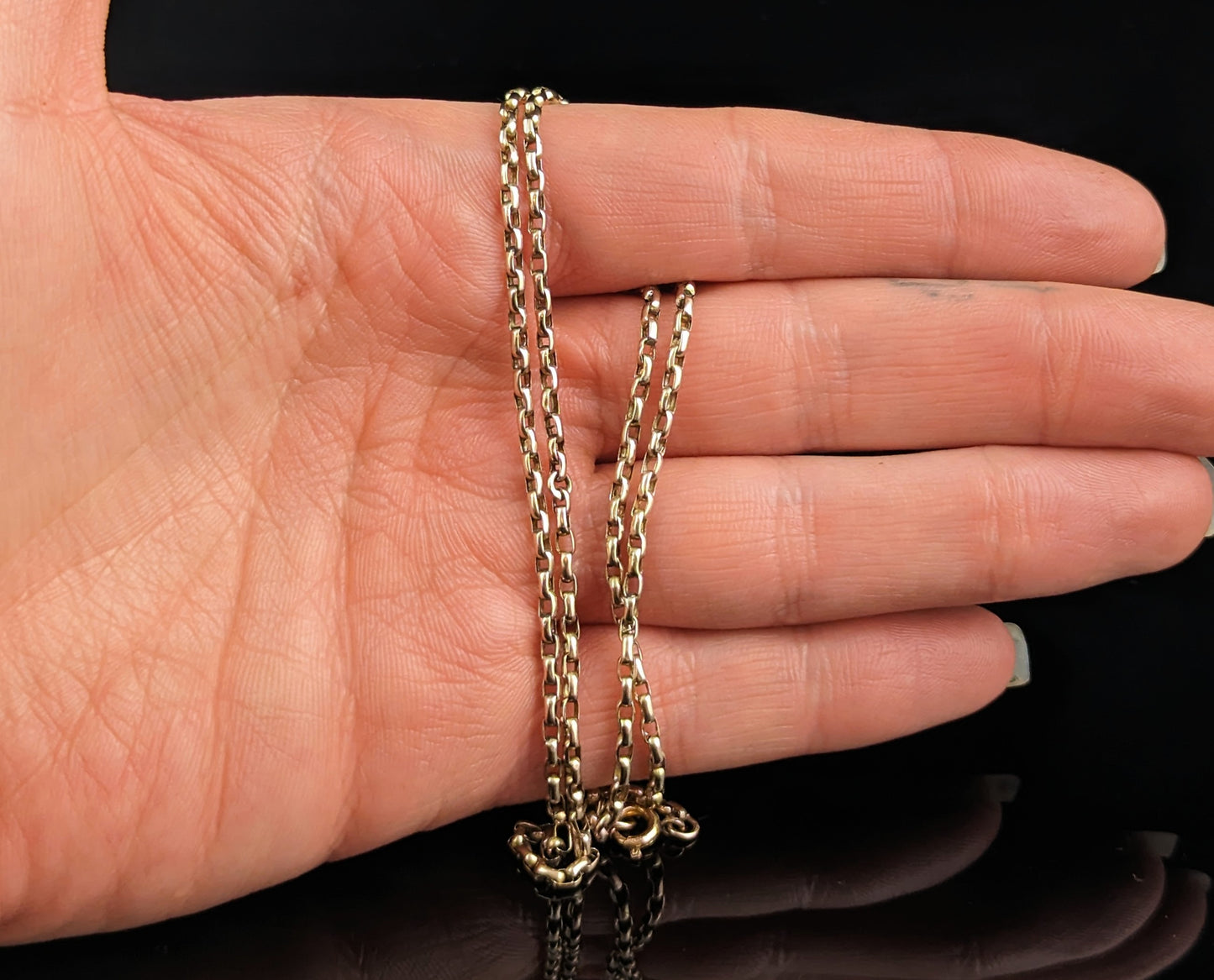 Antique 9ct gold belcher link chain necklace