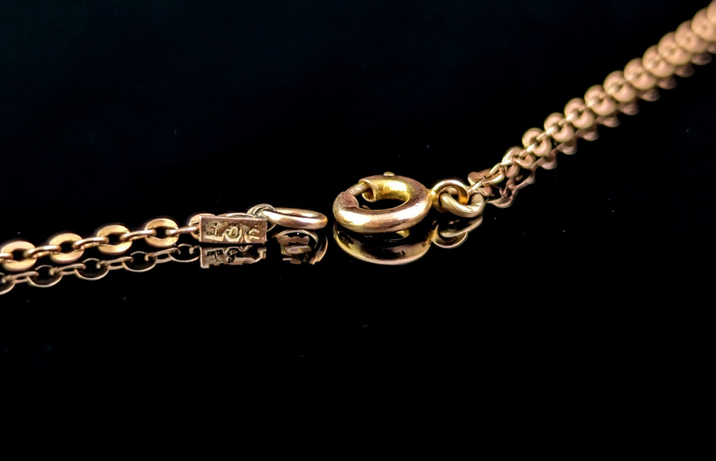 Antique 9ct yellow gold trace link chain necklace, Edwardian