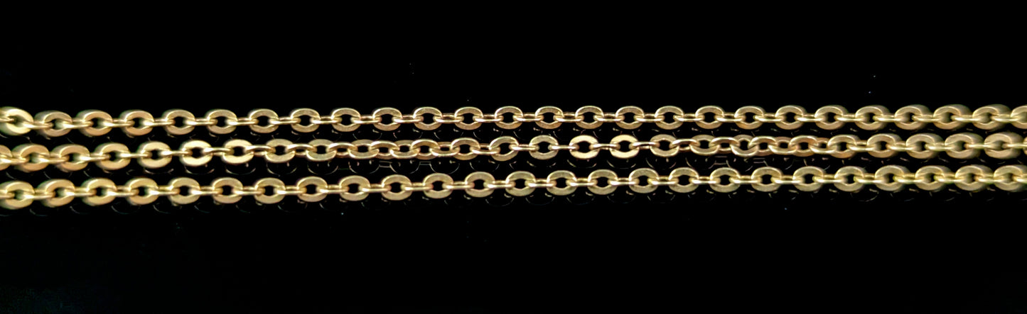 Antique 9ct yellow gold trace link chain necklace, Edwardian