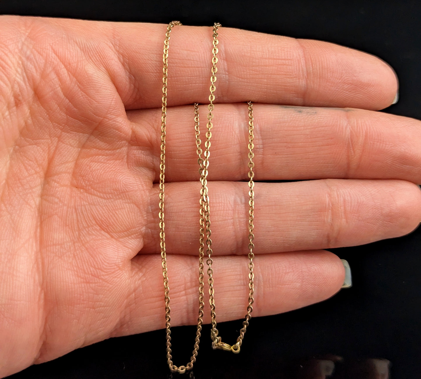 Antique 9ct yellow gold trace link chain necklace, Edwardian