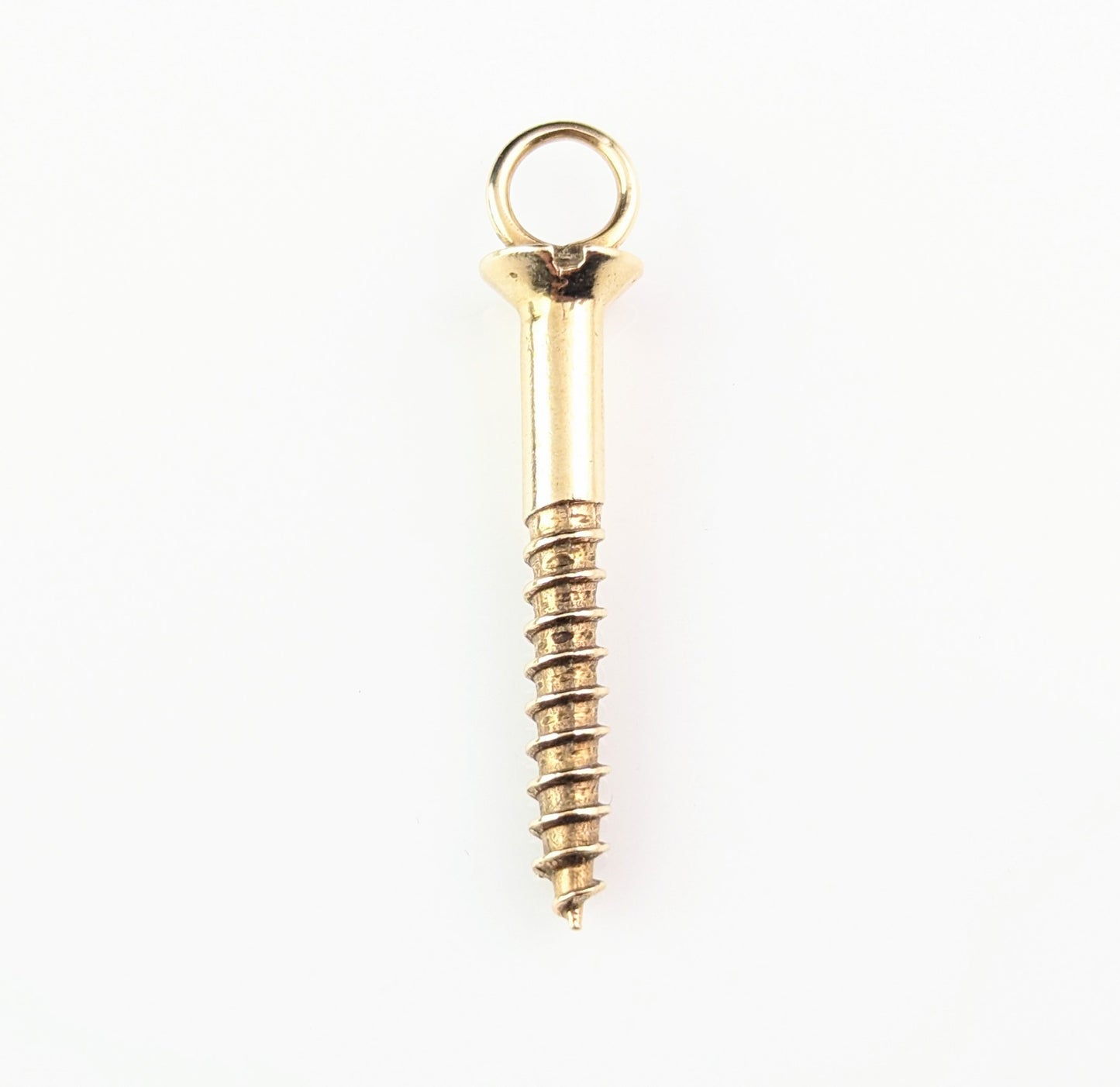 Vintage 9ct yellow gold screw pendant, mid century novelty