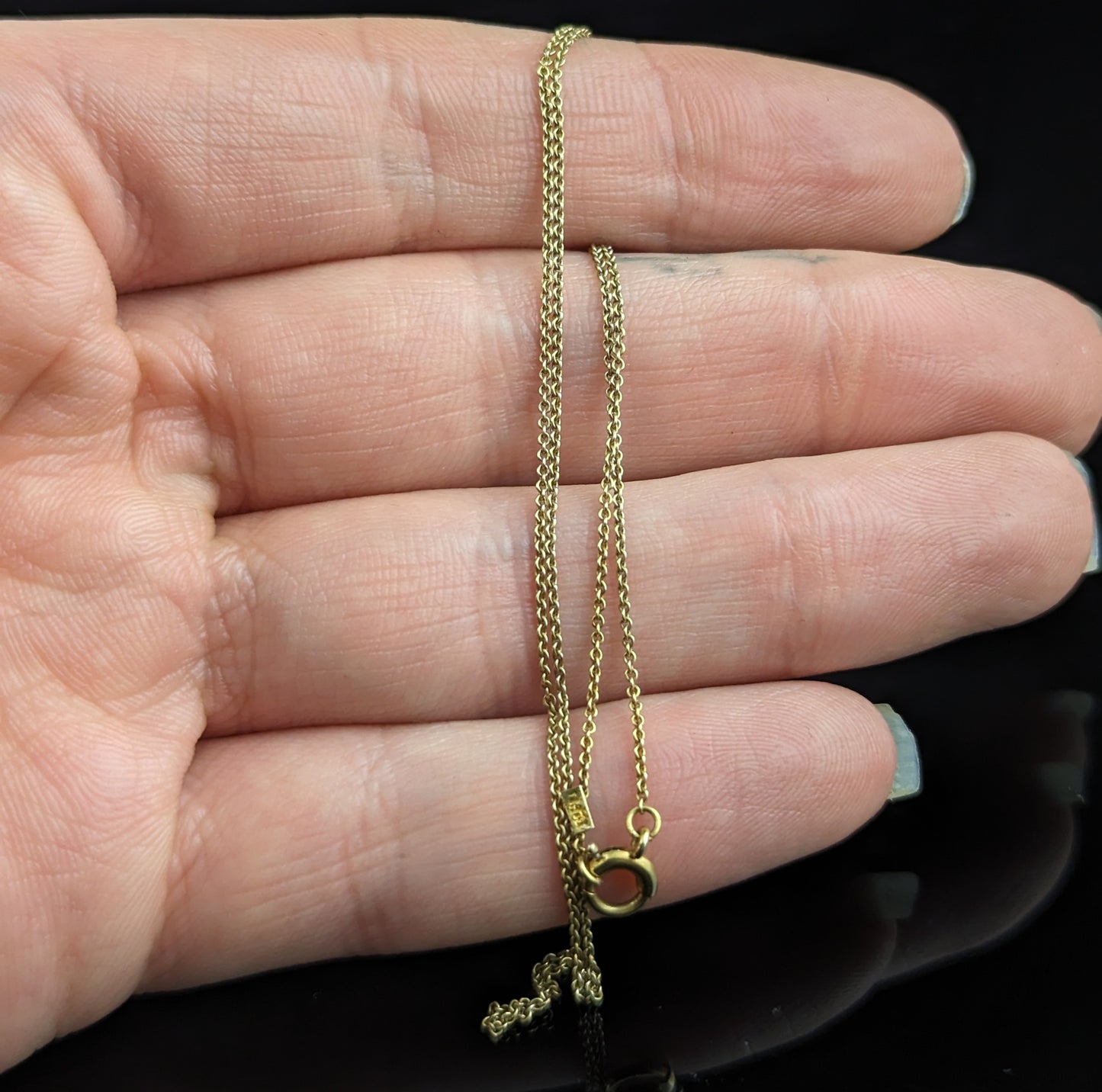 Antique 15ct gold trace link chain necklace, Edwardian, dainty