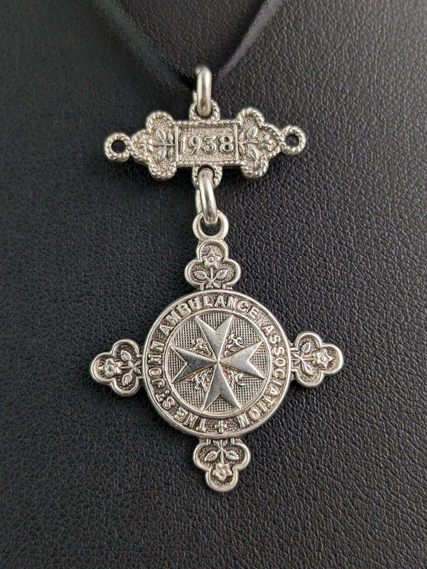 Vintage sterling silver fob pendant, St Johns Ambulance