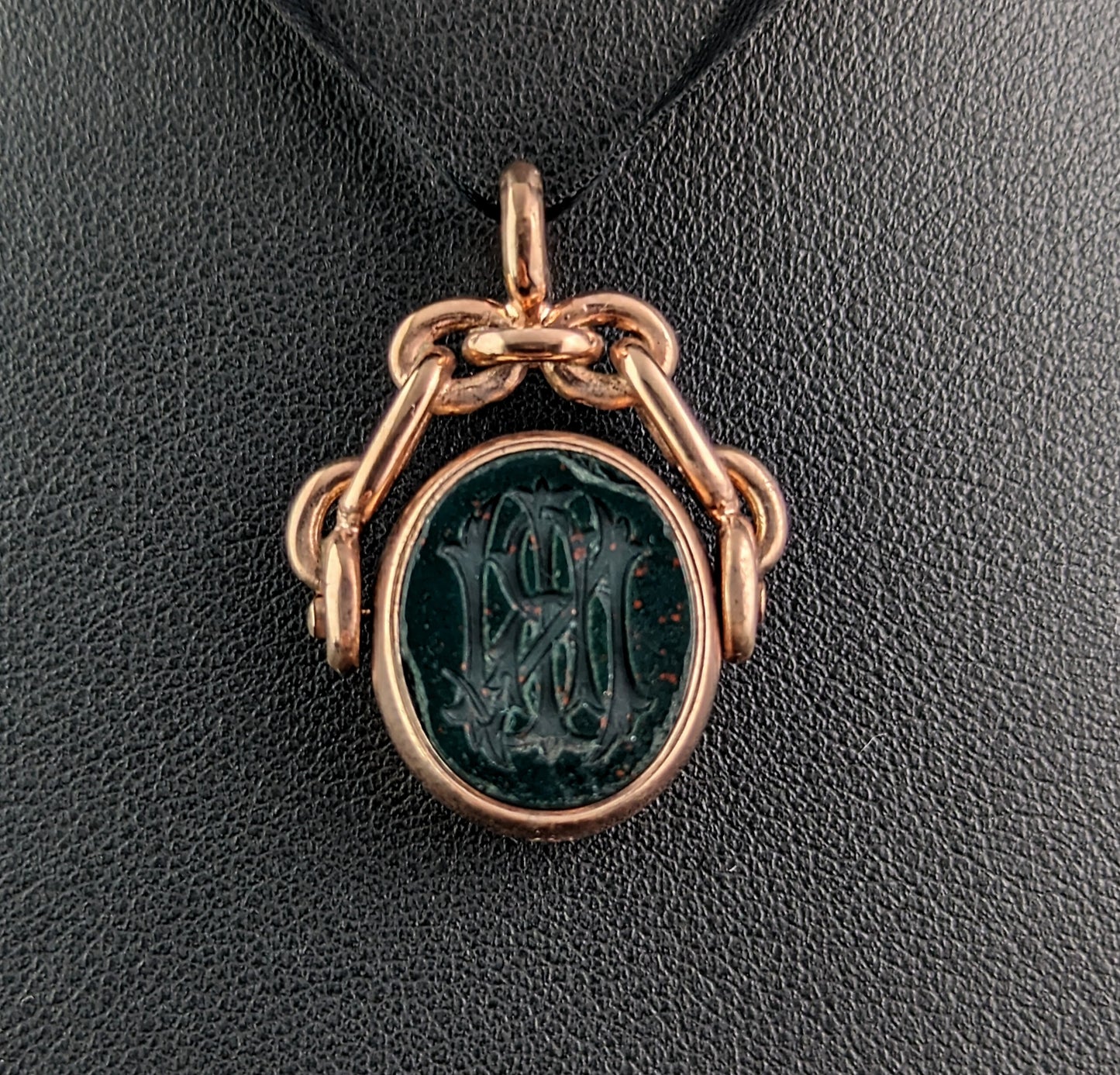 Antique intaglio swivel fob pendant, 10ct gold, Victorian