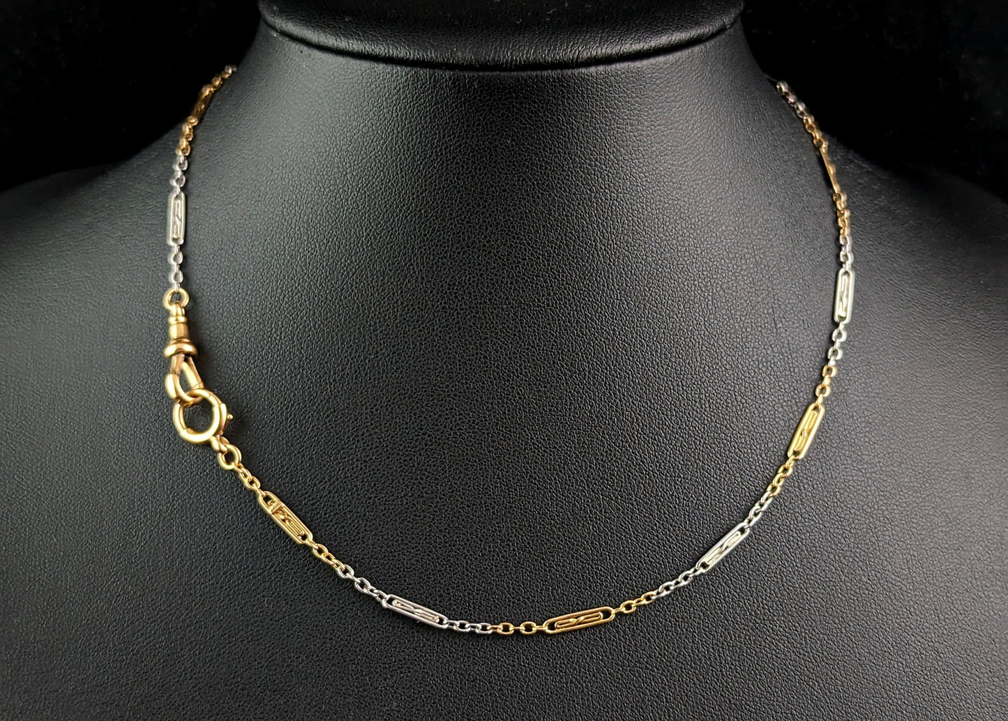 Antique 18ct gold and platinum Albert chain, watch chain, necklace